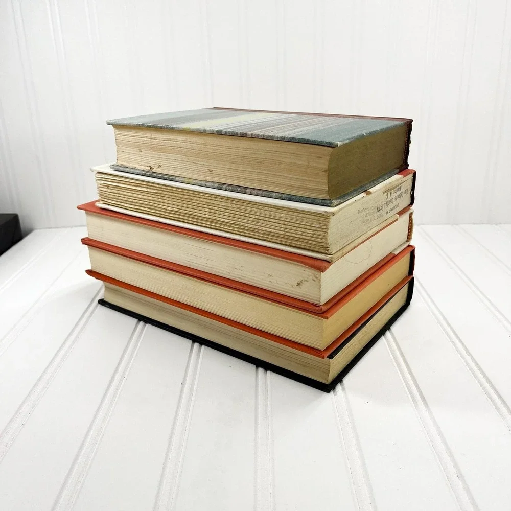 Vintage Black and Orange Decorative Book Stack‎ - Retro Display Books